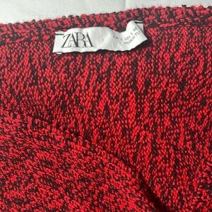 Zara Red and Black Knit Sweater Dress